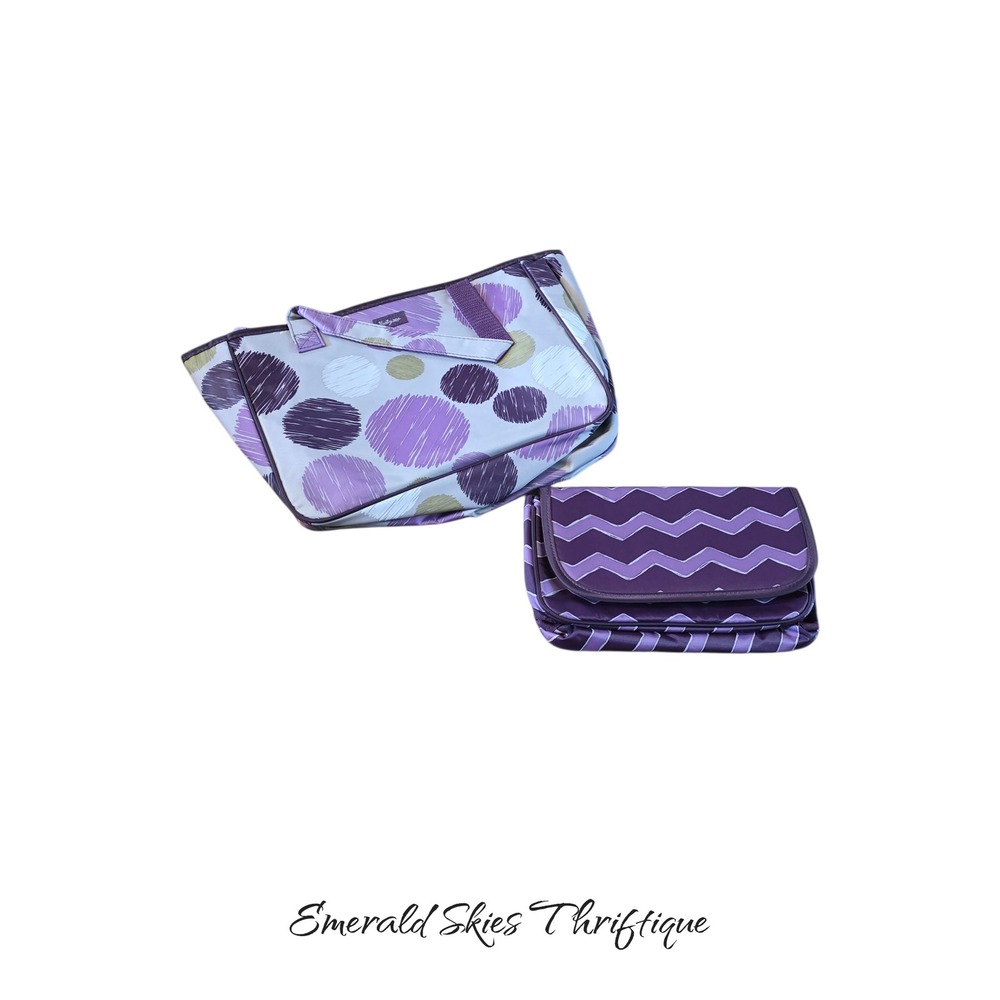 Thirty-One True Beauty Bag/Tote 12"x9" includes Mini Makeup Bag sketchy dot. New